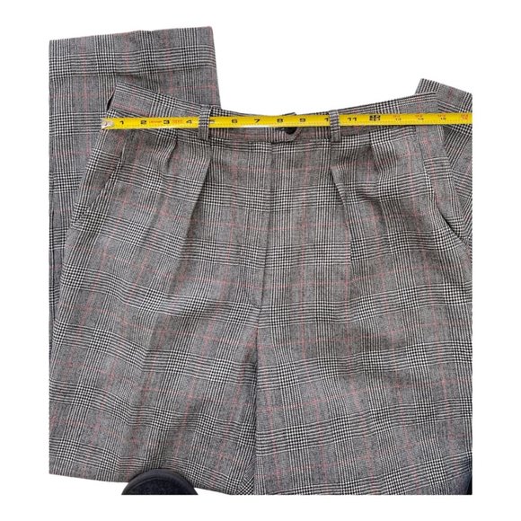 Giorgio Sant Angelo Vintage High Waist Glen Check Orange Pleated Wool Pants 12 - Picture 5 of 10